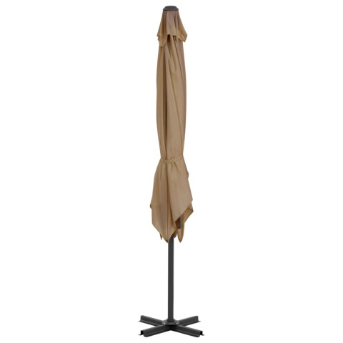 Parasol meuble de jardin en porte-à-faux et mât en aluminium 250 x 250 cm taupe helloshop26 02_0008636