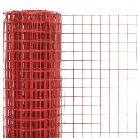 Grillage Acier avec revêtement en PVC 10x1 m Rouge