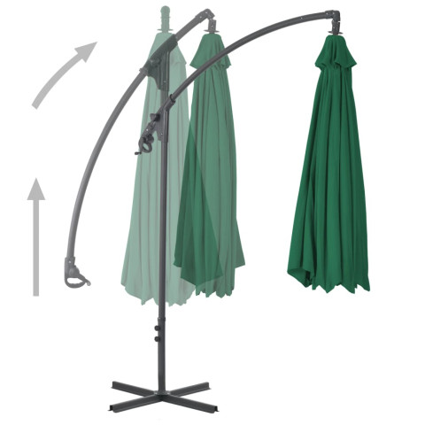 Parasol meuble de jardin en porte-à-faux avec mât en acier 300 cm vert helloshop26 02_0008647