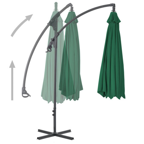 Parasol meuble de jardin en porte-à-faux avec mât en acier 250 x 250 cm vert helloshop26 02_0008645