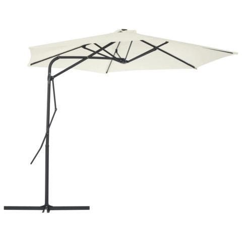 Parasol mobilier de jardin d'extérieur avec poteau en acier 300 cm sable helloshop26 02_0008275