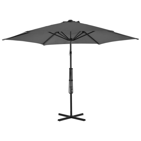 Parasol d'extérieur avec poteau en acier 300 cm anthracite 
