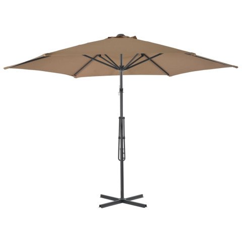 Parasol mobilier de jardin d'extérieur avec poteau en acier 300 cm taupe helloshop26 02_0008276