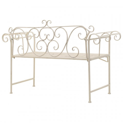 Banc de jardin 132 cm métal antique blanc