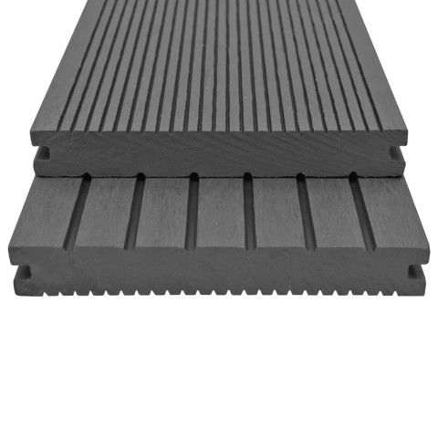 Panneaux de terrasse solides et accessoires wpc 16m² 2,2 m gris