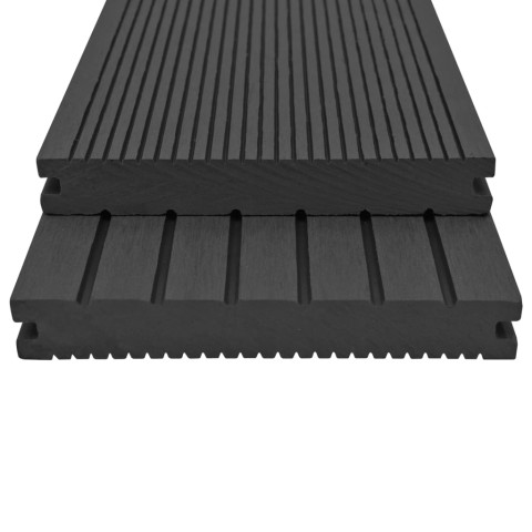 Panneaux de terrasse solides et accessoires wpc 10m² 2,2 m noir