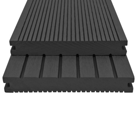 Panneaux de terrasse solides et accessoires wpc 10 m² 4 m noir