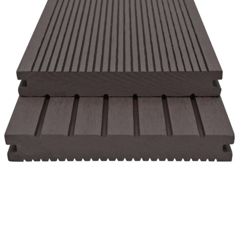 Panneaux de terrasse solides wpc 15 m² 4 m marron foncé