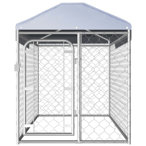 Chenil extérieur cage enclos parc animaux chien d'extérieur avec toit pour chiens 125 cm  02_0000325