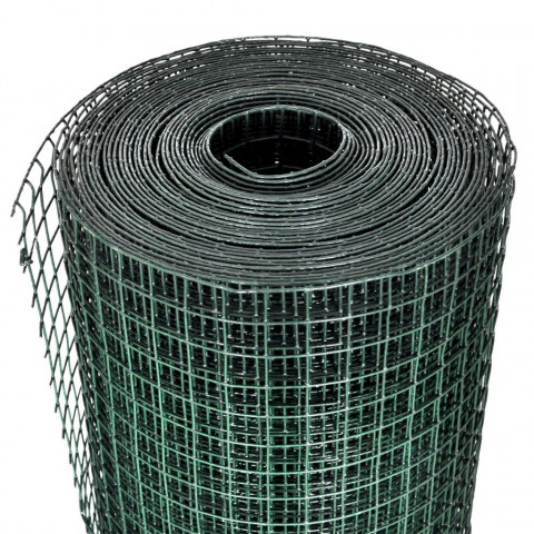  Grillage Acier galvanisé et revêtement en PVC 10 x 1 m Vert