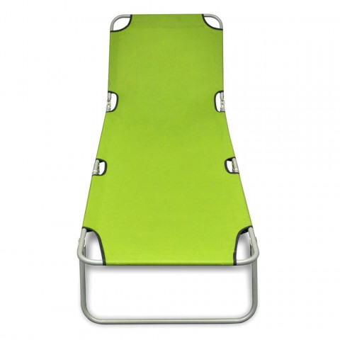 Vidaxl chaise longue pliable avec dossier réglable vert pomme