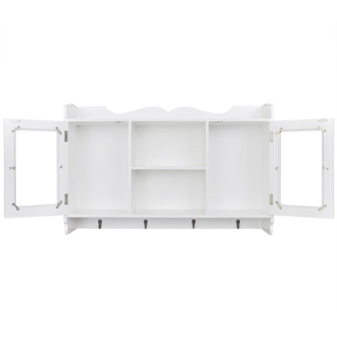 Étagère armoire meuble design vitrine murale avec étagère de livre / dvd / verre en mdf blanc 