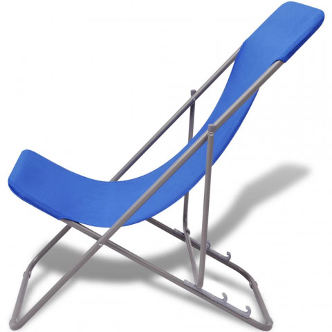 Vidaxl chaise de plage pliable 2 pcs bleu