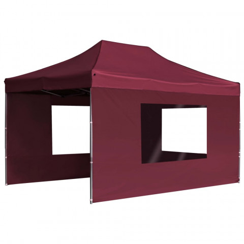 Tente de réception pliable et parois Aluminium 4,5x3 m Bordeaux