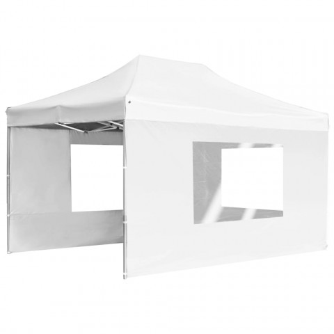 Tente de réception pliable avec parois Aluminium 4,5x3 m Blanc