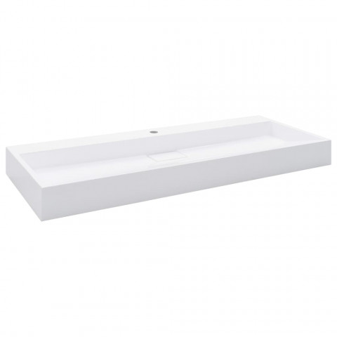 Lavabo 120 X 46 X 11 Cm Fonte Minérale/Marbre Blanc