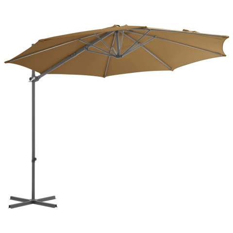 Parasol avec base portable 3 x 3 m taupe 