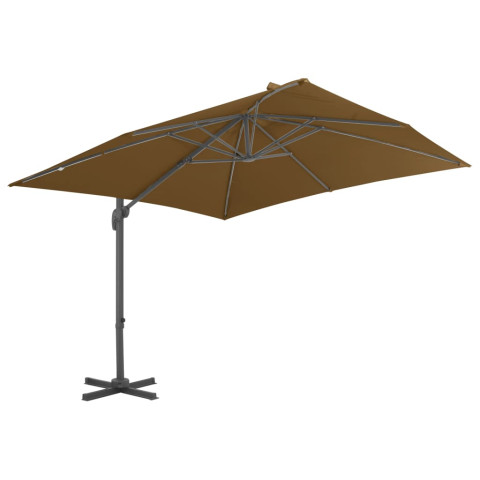 Parasol avec base portable 3 x 3 m taupe 