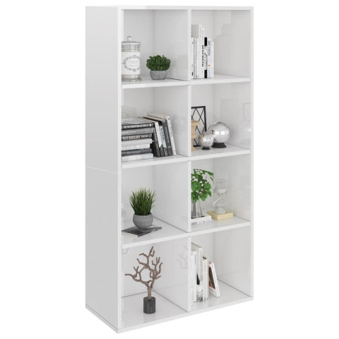 Bibliothèque/buffet blanc brillant 66 x 30 x 130 cm aggloméré