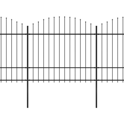 Clôture de jardin à dessus en lance acier (1,5-1,75)x10,2m noir