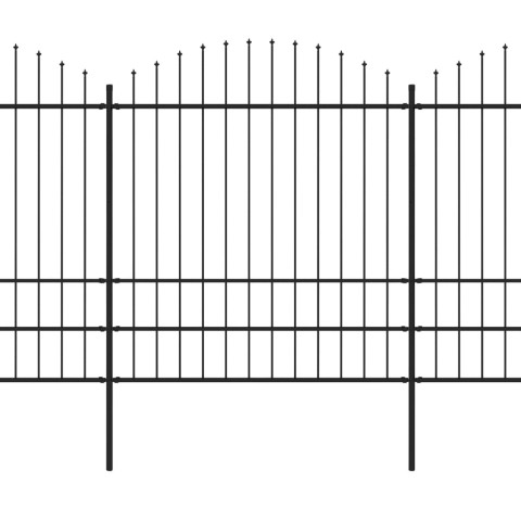 Clôture de jardin à dessus en lance acier (1,75-2)x8,5 m noir
