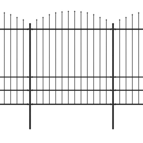 Clôture de jardin à dessus en lance acier (1,75-2)x10,2 m noir