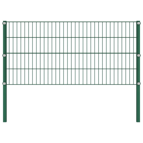 Panneau de clôture avec poteaux fer 17 x 0,8 m vert