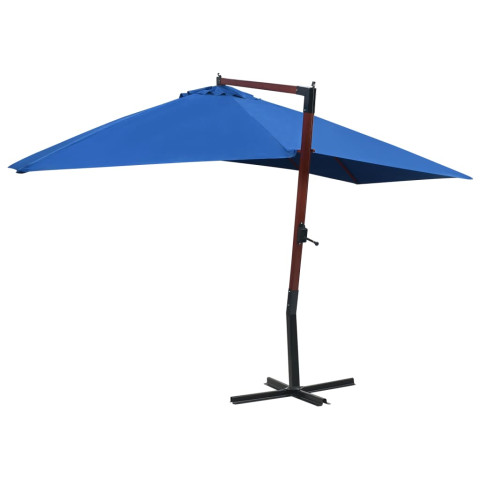 Parasol suspendu avec mât en bois 400 x 300 cm bleu helloshop26 02_0008713