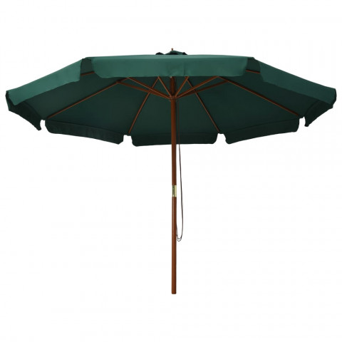 Parasol avec mât en bois 330 cm vert