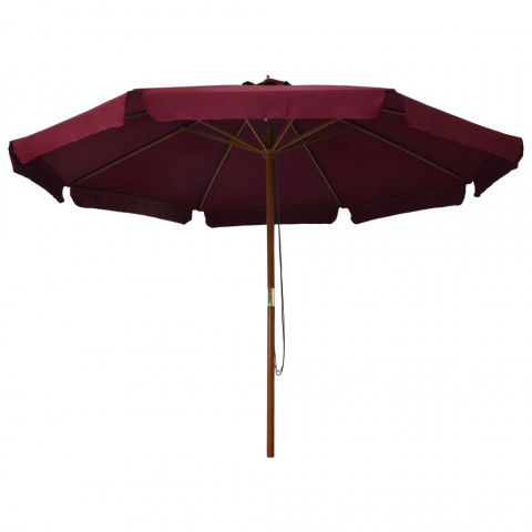 Parasol avec mât en bois 330 cm Bordeaux