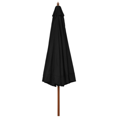 Parasol d'extérieur avec mât en bois 330 cm noir helloshop26 02_0008251