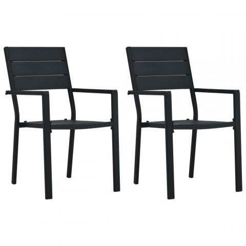 Chaises de jardin noir pehd aspect de bois - Nombre de chaises au choix