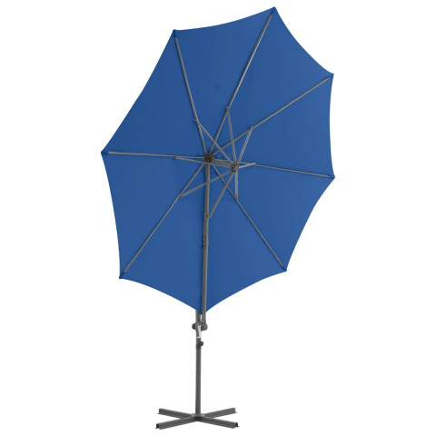 Parasol déporté avec mât en acier 300 cm bleu azuré helloshop26 02_0008472