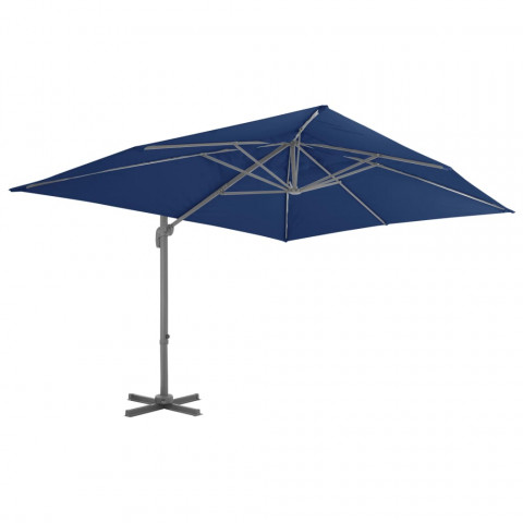 Parasol déporté avec mât en aluminium 4x3 m Bleu azuré