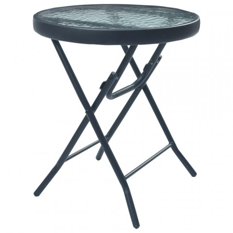 Table de bistro noir 40x46 cm acier et verre