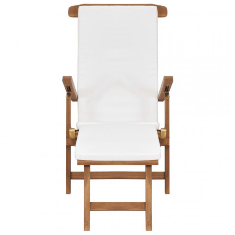 Chaise longue avec coussin bois de teck solide - Couleur au choix
