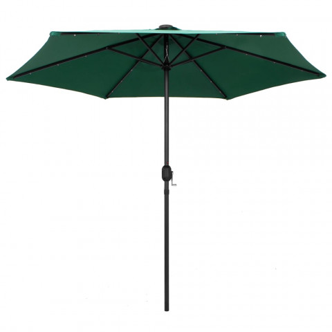 Parasol avec LED et mât en aluminium 270 cm Vert