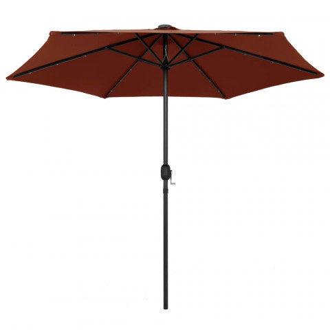 Parasol avec LED et mât en aluminium 270 cm Terre cuite