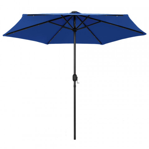 Parasol avec LED et mât en aluminium 270 cm Bleu azuré