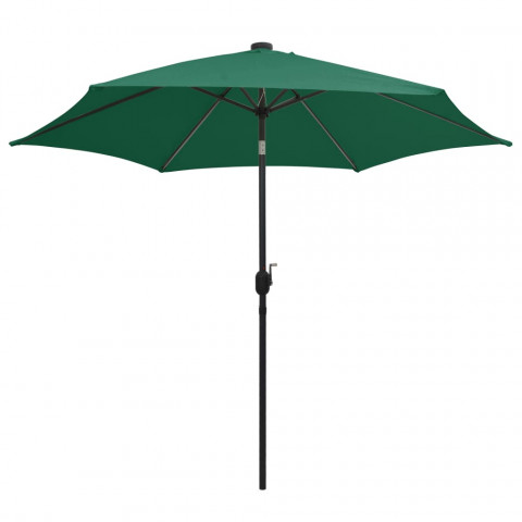 Parasol avec LED et mât en aluminium 300 cm Vert