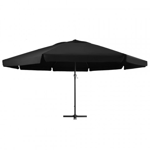 Parasol d'extérieur et mât en aluminium 500 cm Noir