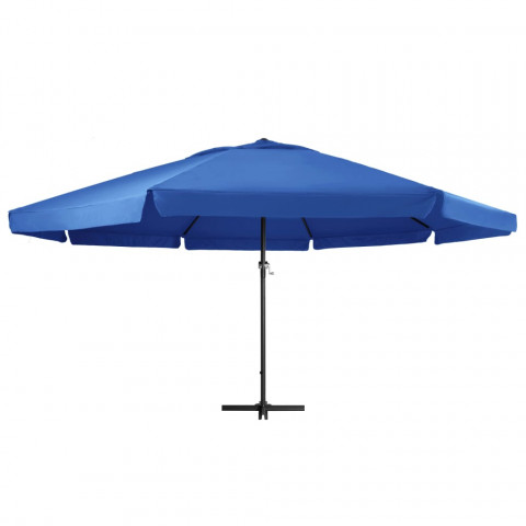 Parasol d'extérieur avec mât en aluminium 500 cm Bleu azuré