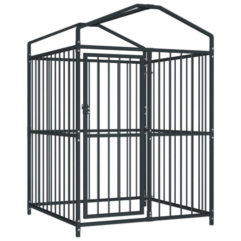 Chenil extérieur cage enclos parc animaux chien extérieur avec toit pour chiens 120 x 120 x 150 cm 