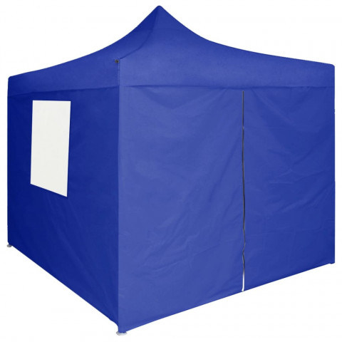 Tente de réception pliable avec 4 parois 2x2 m Acier Bleu