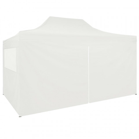 Tente de réception pliable avec 4 parois 3x4 m Acier Blanc