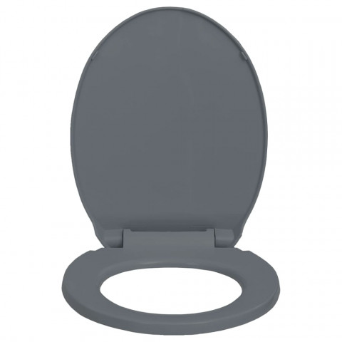 Siège de toilette à fermeture en douceur gris ovale
