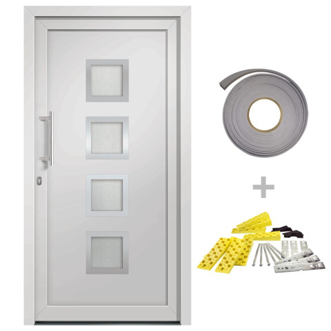 Porte d'entrée blanc - Ouverture à gauche - Dimensions au choix