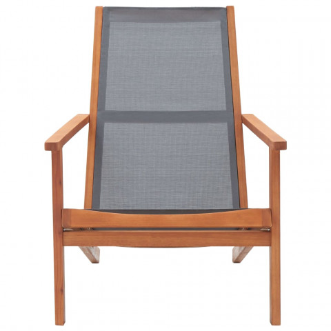 Chaise de jardin gris bois d'eucalyptus solide et textilène