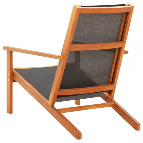 Chaise de jardin noir bois d'eucalyptus solide et textilène