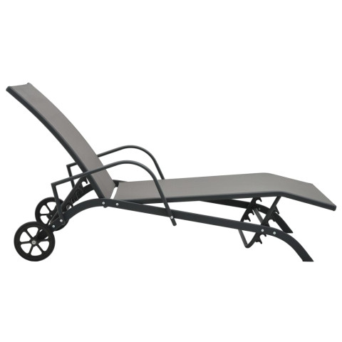 Transat chaise longue bain de soleil lit de jardin terrasse meuble d'extérieur acier et textilène helloshop26 02_0012241